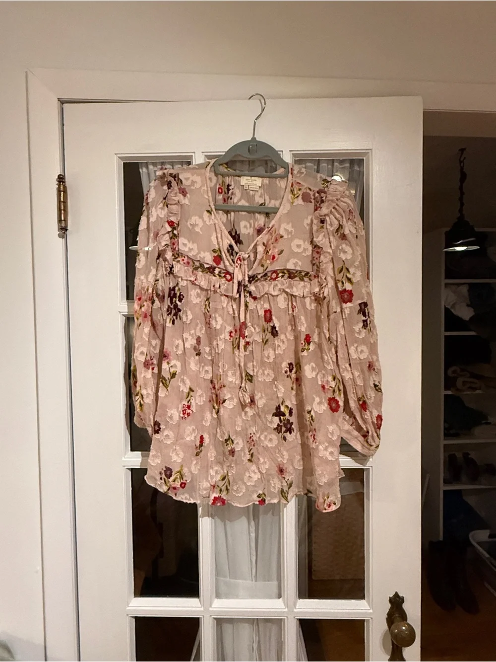kate spade Pink Floral Ruffle Peasant Blouse